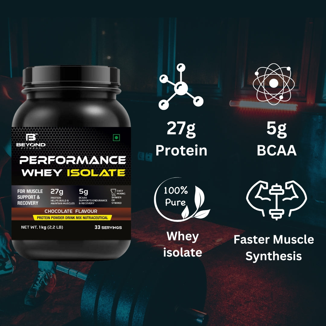 Beyond Fitness 100% Performance Whey Isolate Protein with 27g Protein per scoop, 5kg (11.02 lbs)