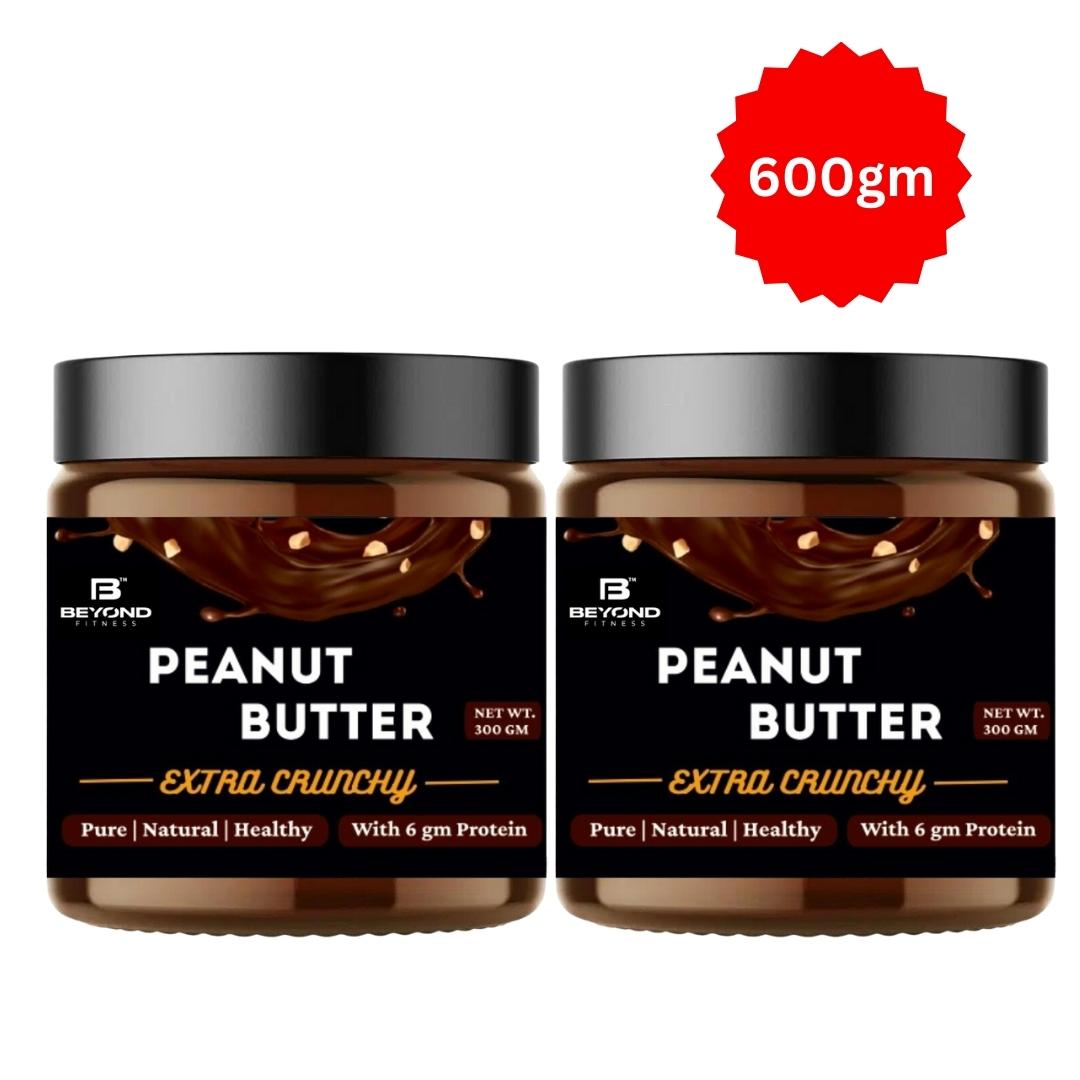Beyond Fitness Dark Choclate Extra Crunchy High Protein Peanut Butter - 300gm with 19gm Whey protein (Pack of 2) (600 gm)