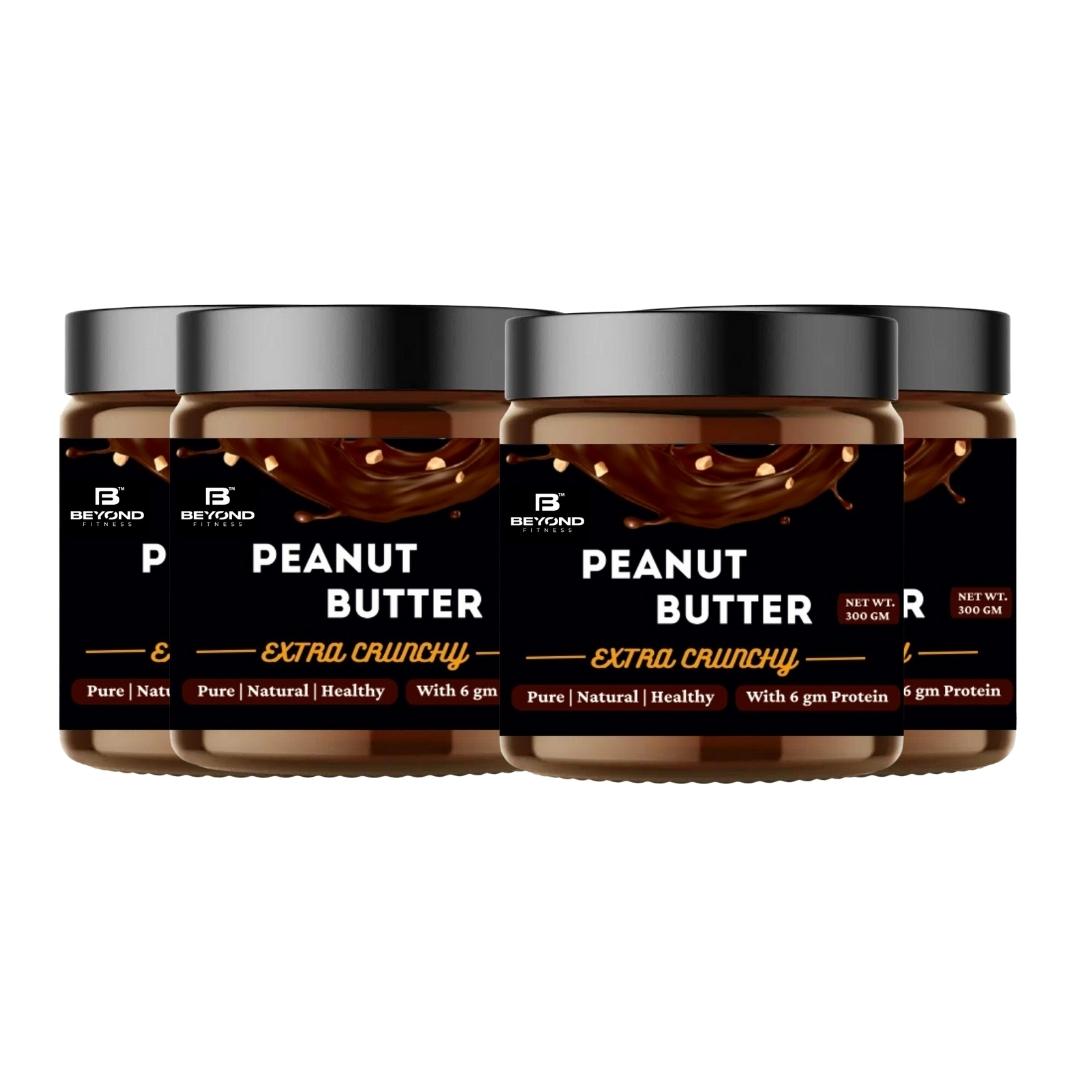 Beyond Fitness Dark Choclate Extra Crunchy High Protein Peanut Butter - 300gm with 19gm Whey protein (Pack of 4)(1.2 kg)