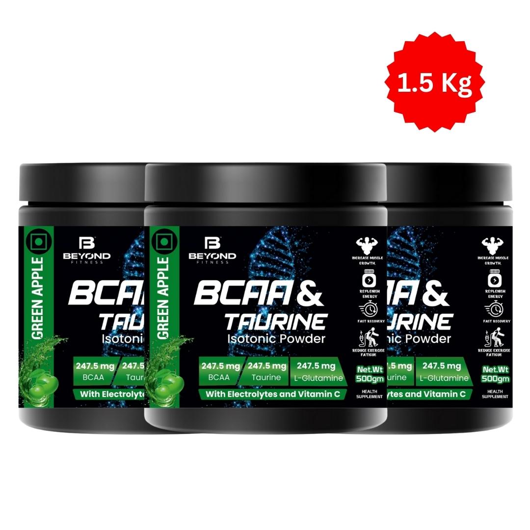 Beyond Fitness BCAA & TAURINE Isotonic Energy Drink With Electrolytes and vitamin c (Pack of 3) with 1.5 Gallon Bottle