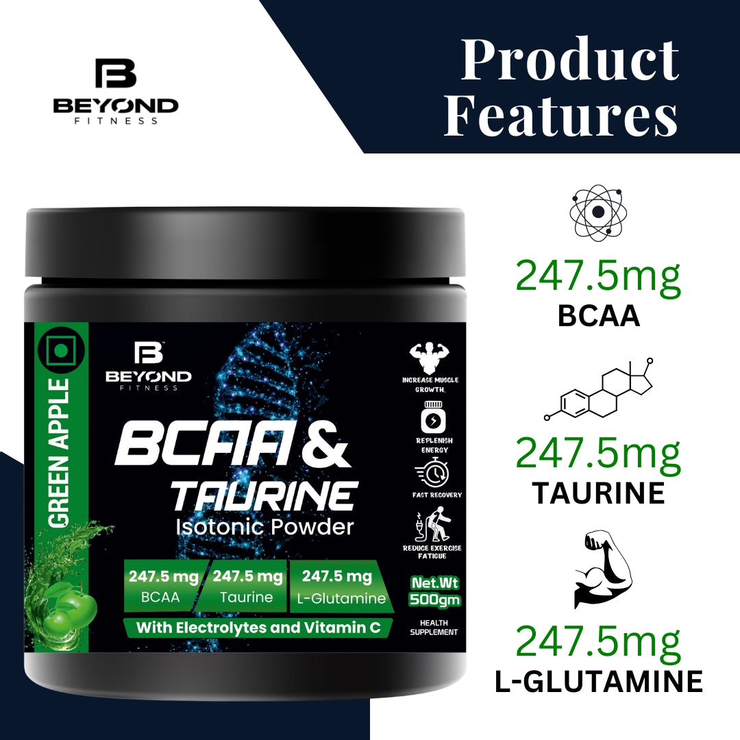 Beyond Fitness BCAA & TAURINE Isotonic Energy Drink With Electrolytes and vitamin c (Pack of 2) with 400ml Shaker Bottle