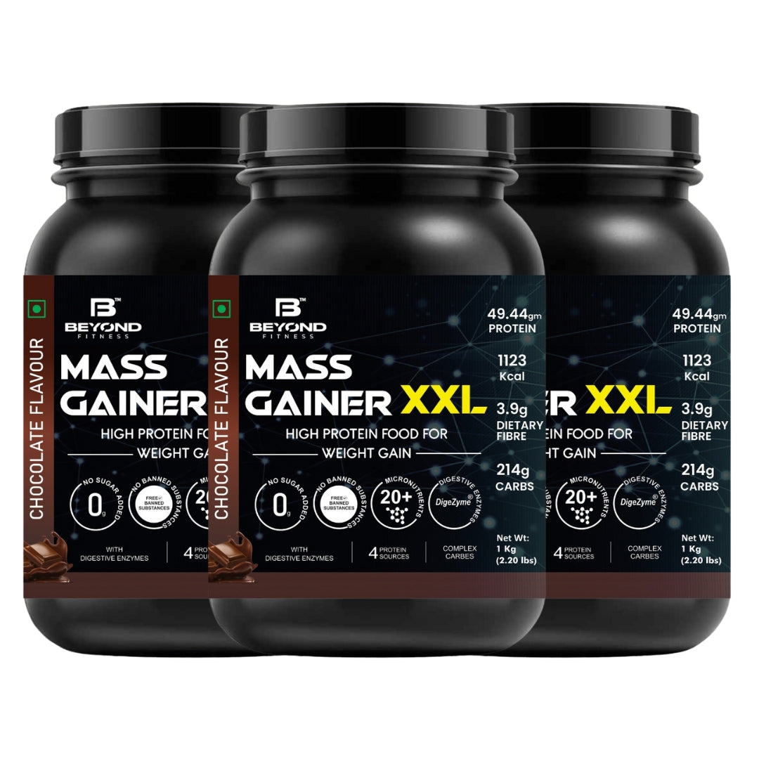 Beyond Fitness Mass Gainer XXL with Digezyme, Complex Carbs and Protein 1kg (2.2lbs)