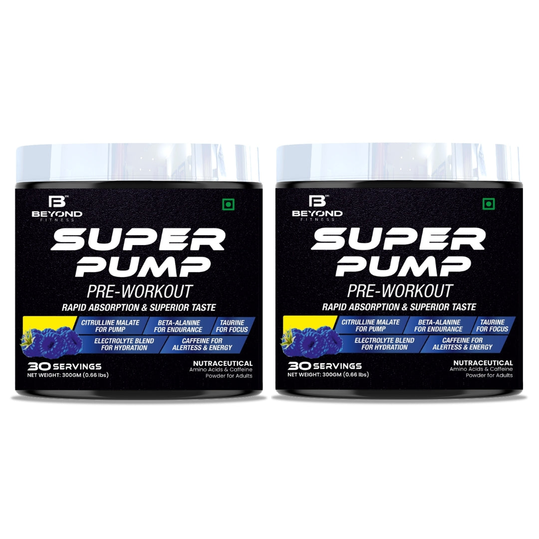 Beyond Fitness Super Pump 300gm Pre Workout with 200mg Caffeine, 3000mg L-Citrulline, and 750Mg Creatine (30 Servings, Blue Raspberry)